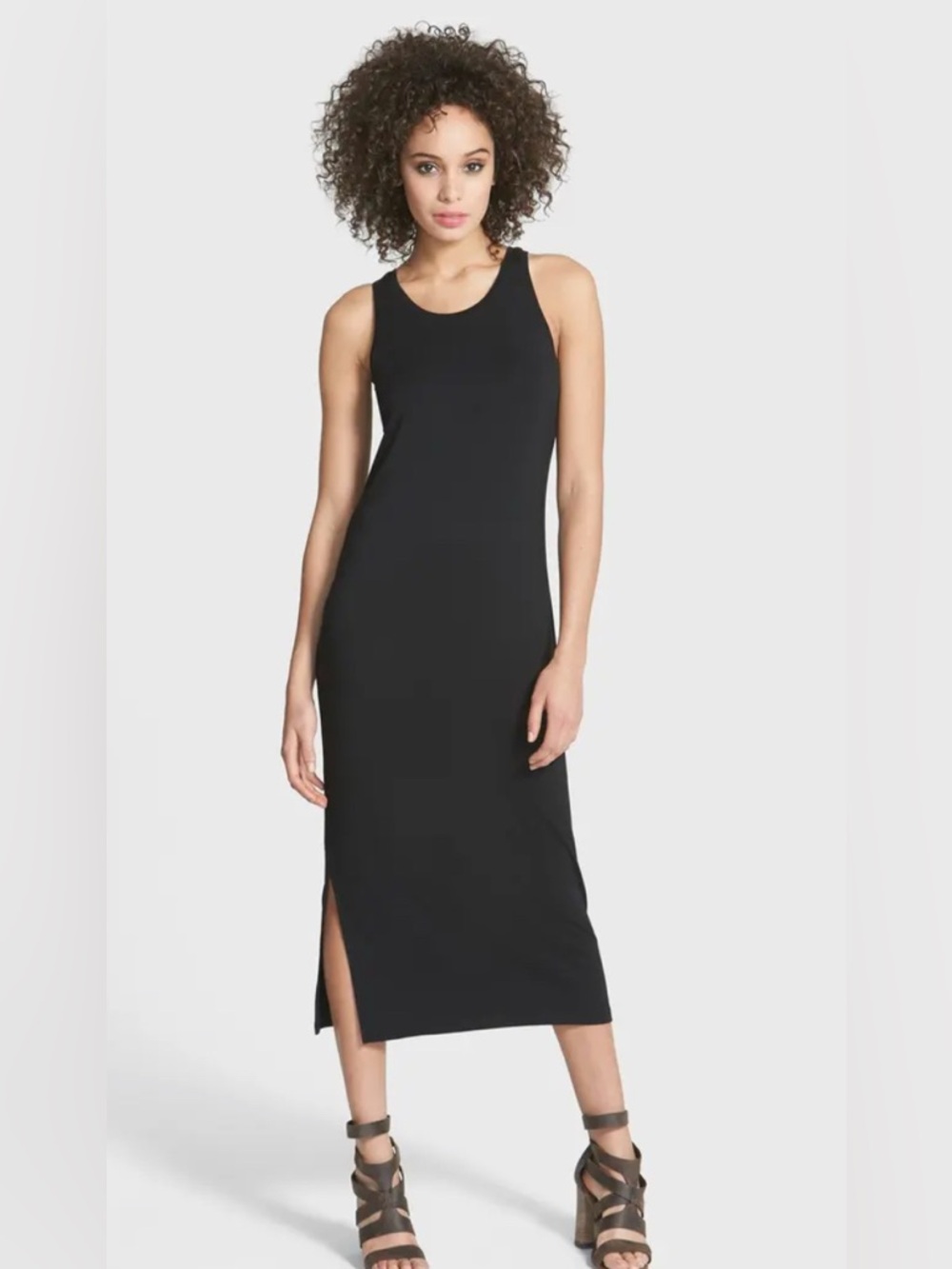 EUC Stem Racerback Midi Classic Black Modal Tank Dress - Sleek Everyday Staple